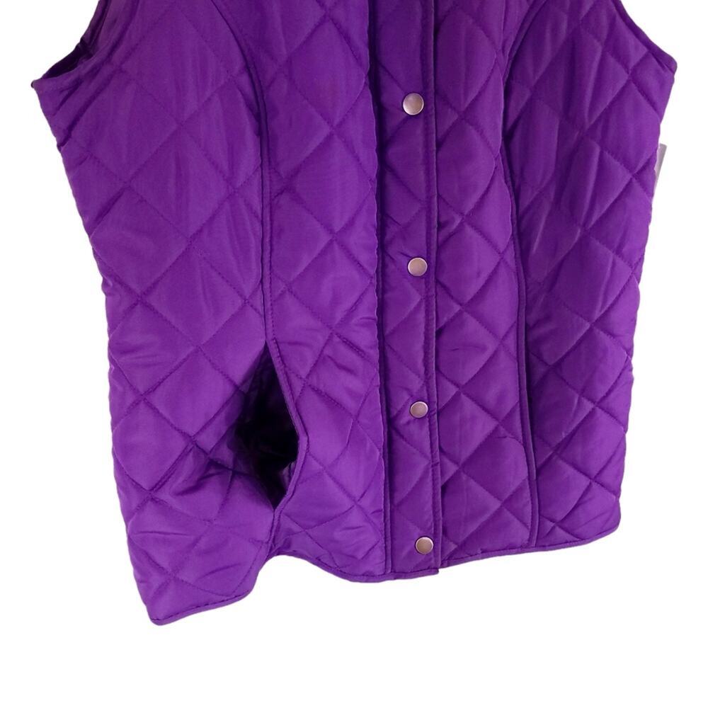 Erika Sloan Quilted Vest Zip-snap Front Purple - Picture 3 of 9